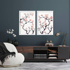 Cherry blossoms wall art | Set of 2 wall art prints