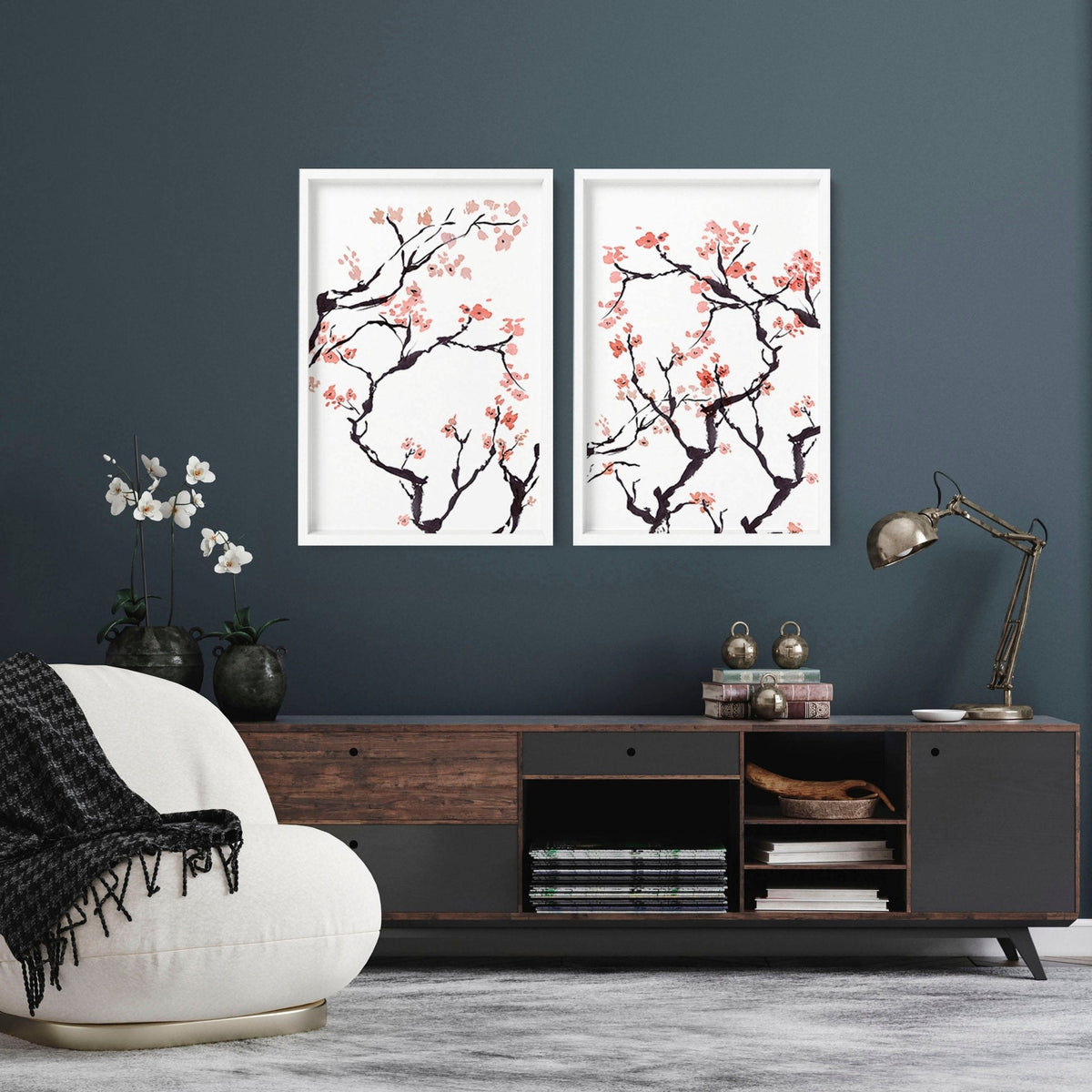 Cherry blossoms wall art | Set of 2 wall art prints