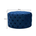 Footstool Chesterfield Navy Blue Velvet Rounded - MOOAZAA 