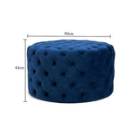 Footstool Chesterfield Navy Blue Velvet Rounded - MOOAZAA 
