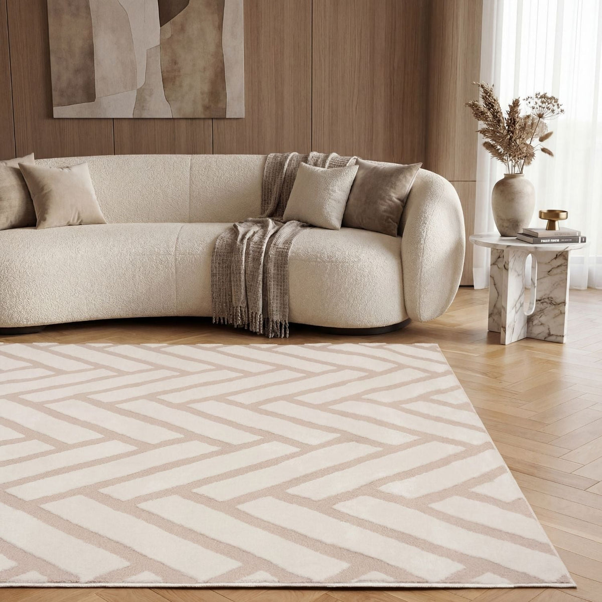Loft Chevron Beige Rug