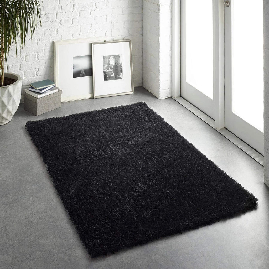 Chicago Black Shaggy Rug - MOOAZAA