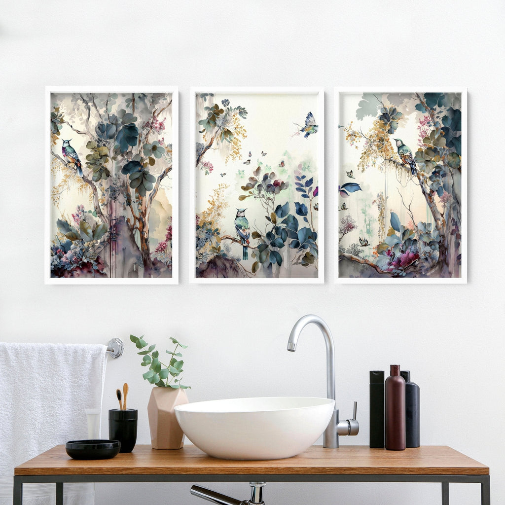 Bathroom Prints Set of 3 | Chinoiserie Wall Art UK