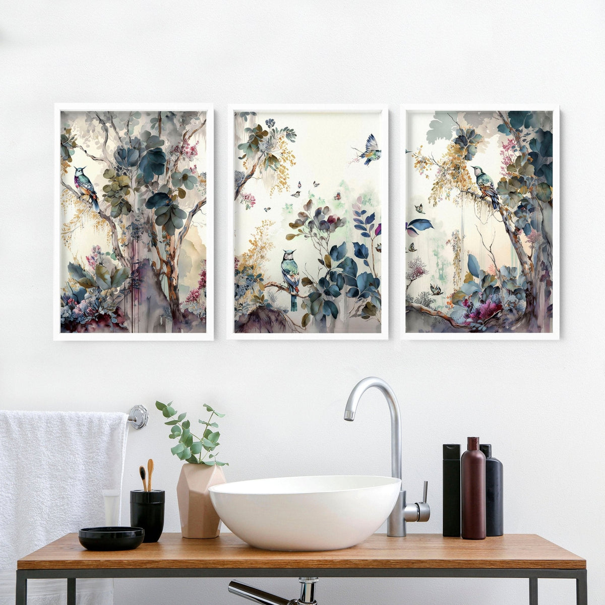 Bathroom Prints Set of 3 | Chinoiserie Wall Art UK