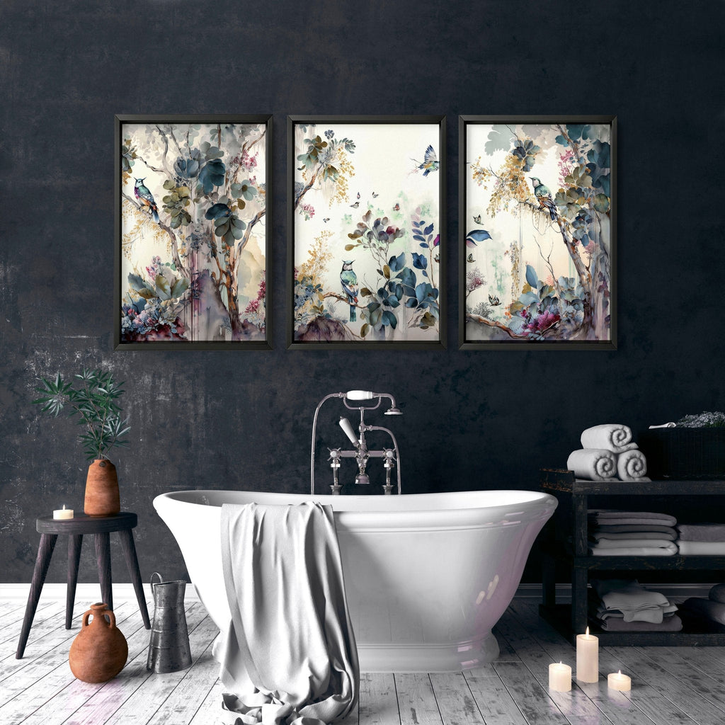 Bathroom Prints Set of 3 | Chinoiserie Wall Art UK