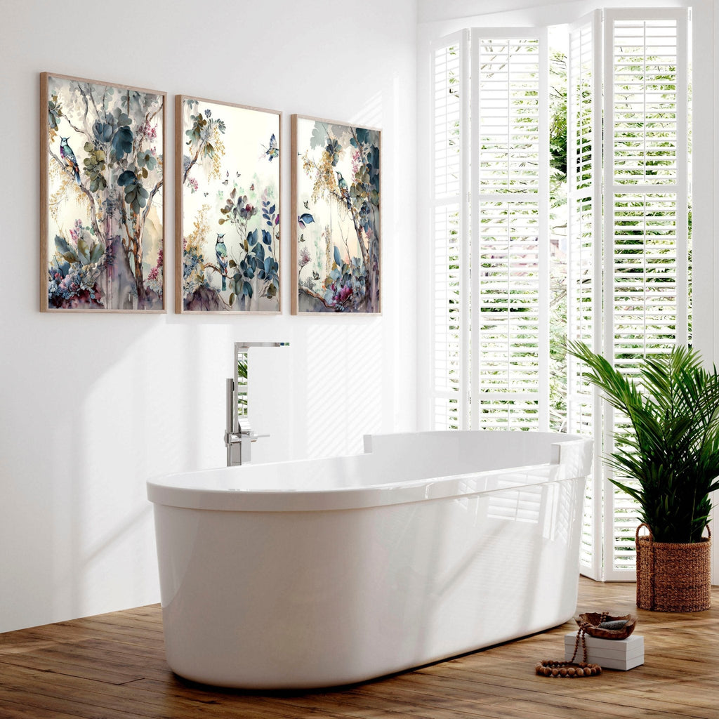 Bathroom Prints Set of 3 | Chinoiserie Wall Art UK