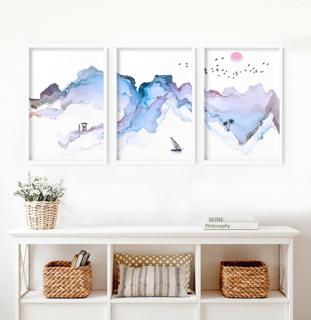 Art Prints Framed – Coastline Set of 3 Wall Art