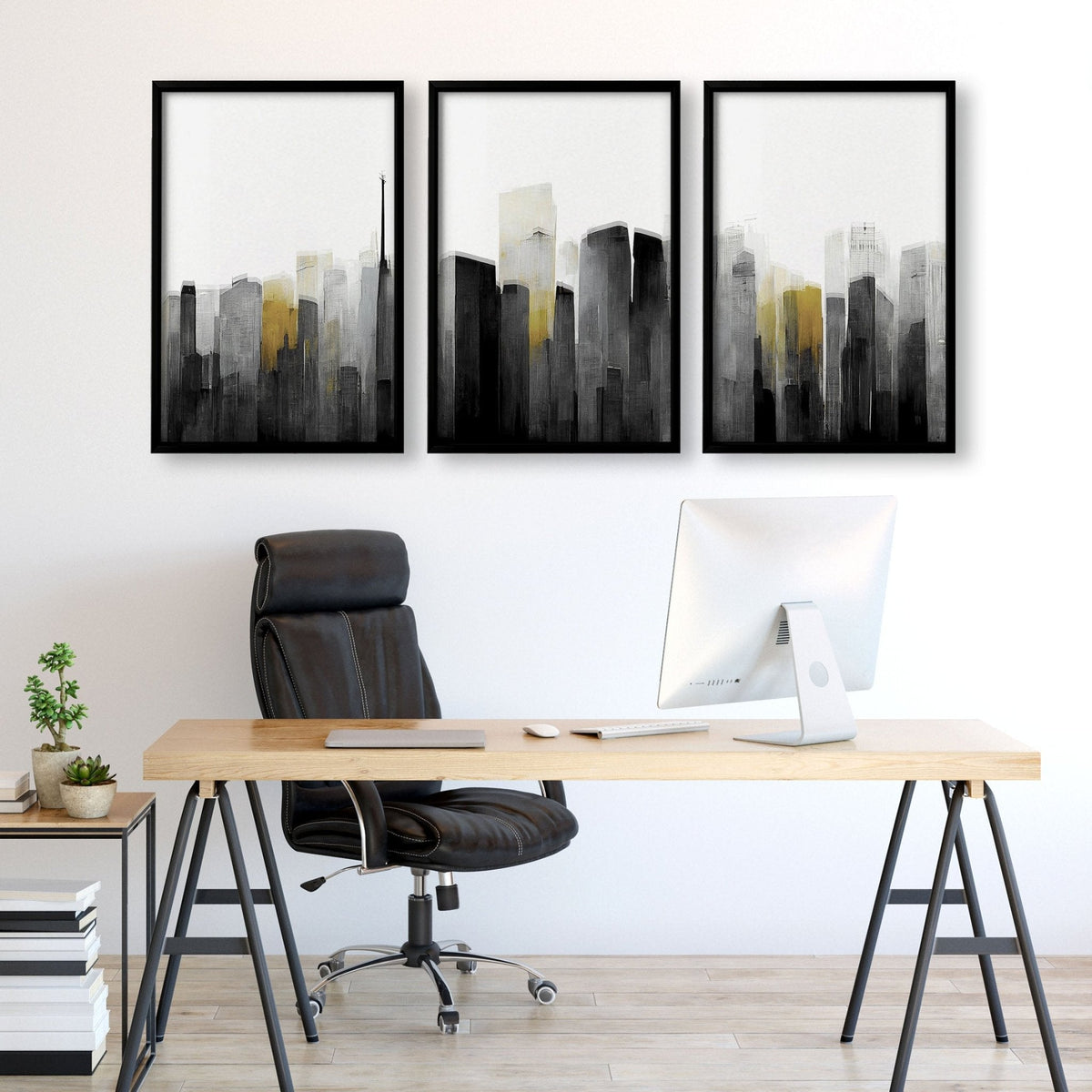 Contemporary Art For Walls | Set of 3 Urban Skyscrapers Wall art Prints