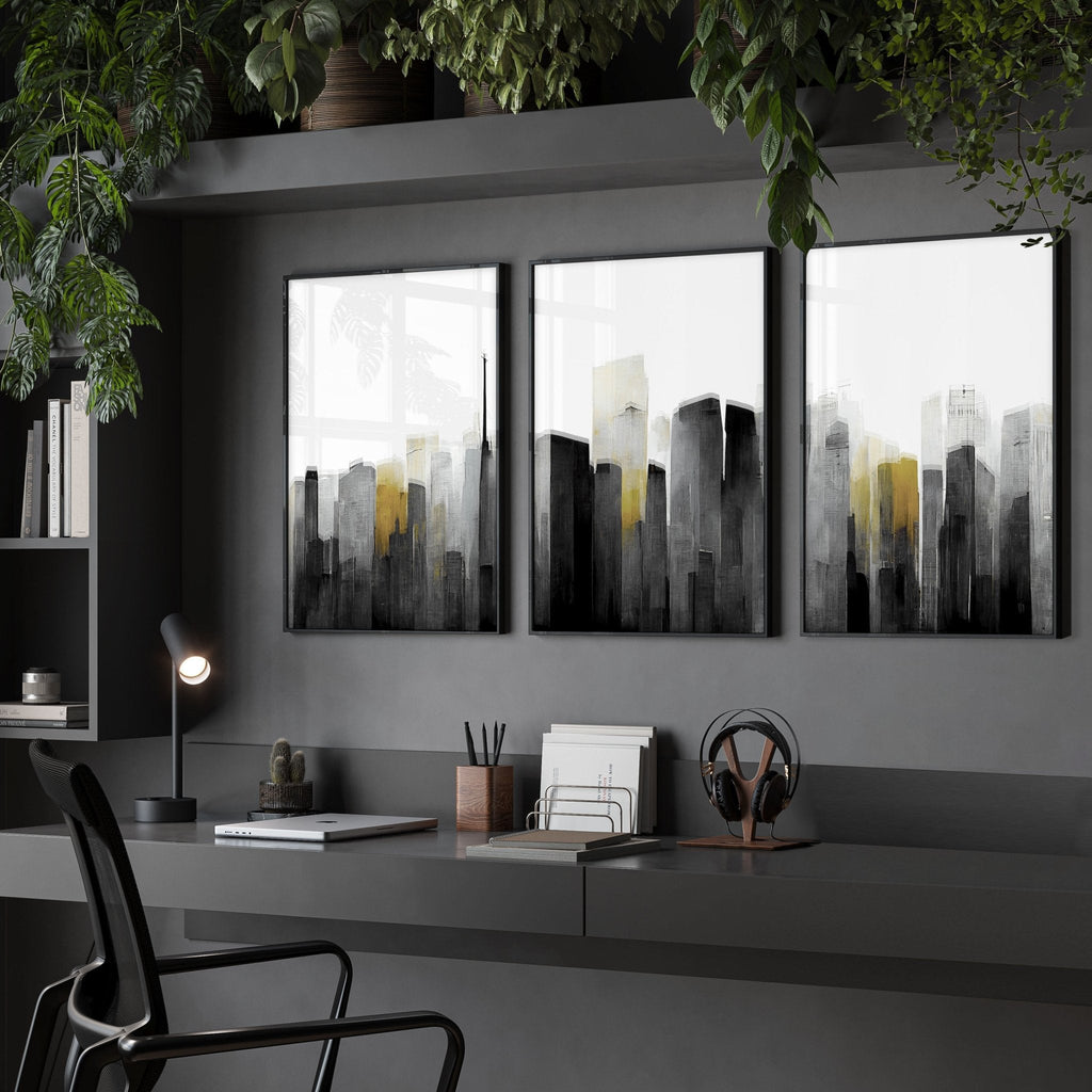 Contemporary Art For Walls | Set of 3 Urban Skyscrapers Wall art Prints