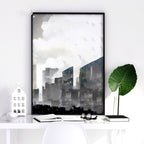 Contemporary Art Wall Decor | Set of 3 Urban Skyscrapers Wall art Prints