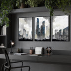 Contemporary Art Wall Decor | Set of 3 Urban Skyscrapers Wall art Prints