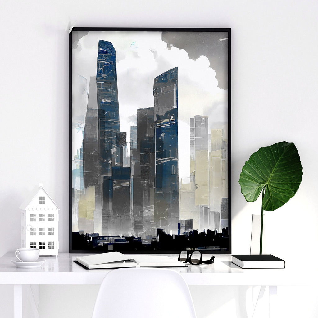 Contemporary Art Wall Decor | Set of 3 Urban Skyscrapers Wall art Prints