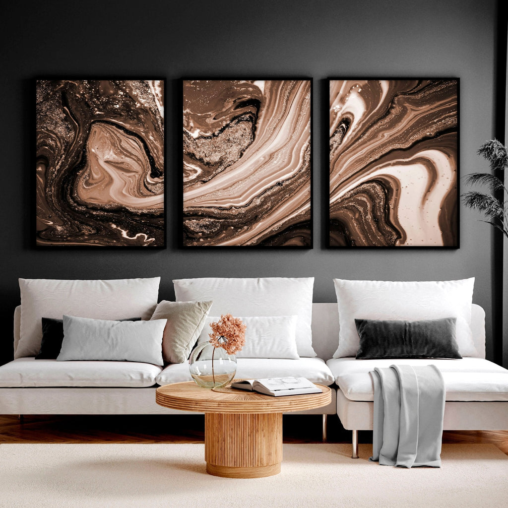 Copper Wall Art Set of 3 Framed Prints