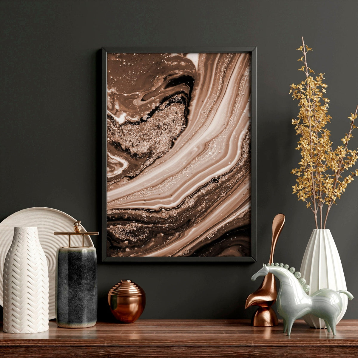 Copper Wall Art Set of 3 Framed Prints