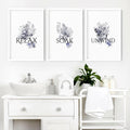 Country bathroom decor Set of 3 wall art