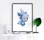 Blue Grey Walls Bedroom Set of 3 Botanical Prints