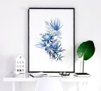 Blue Grey Walls Bedroom Set of 3 Botanical Prints