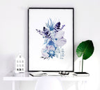 Blue Grey Walls Bedroom Set of 3 Botanical Prints