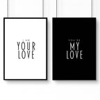 Wedding anniversary gifts for couples | set of 2 wall art prints