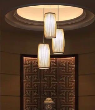 Creative Bamboo Pendant & Wall Light – Natural Woven Lighting for Home Decor - MOOAZAA