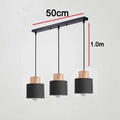 Pendant light fixture with dimensions labeled on a white background