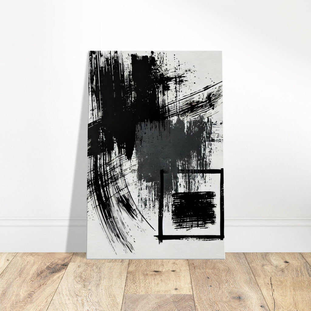 Minimal Abstract Wall Art  - Bold Black Brushstroke Canvas