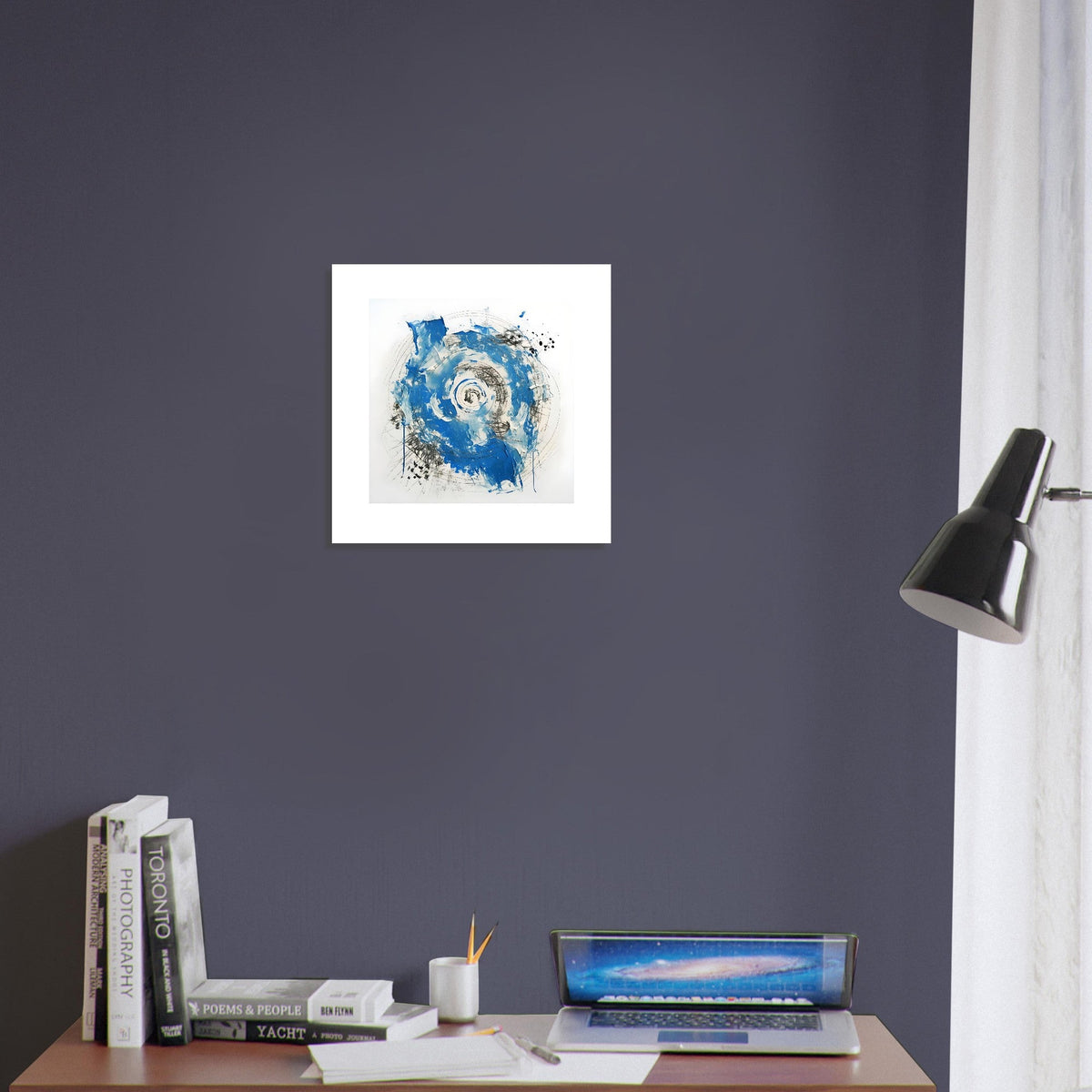Abstract Blue & White Impasto Art Print
