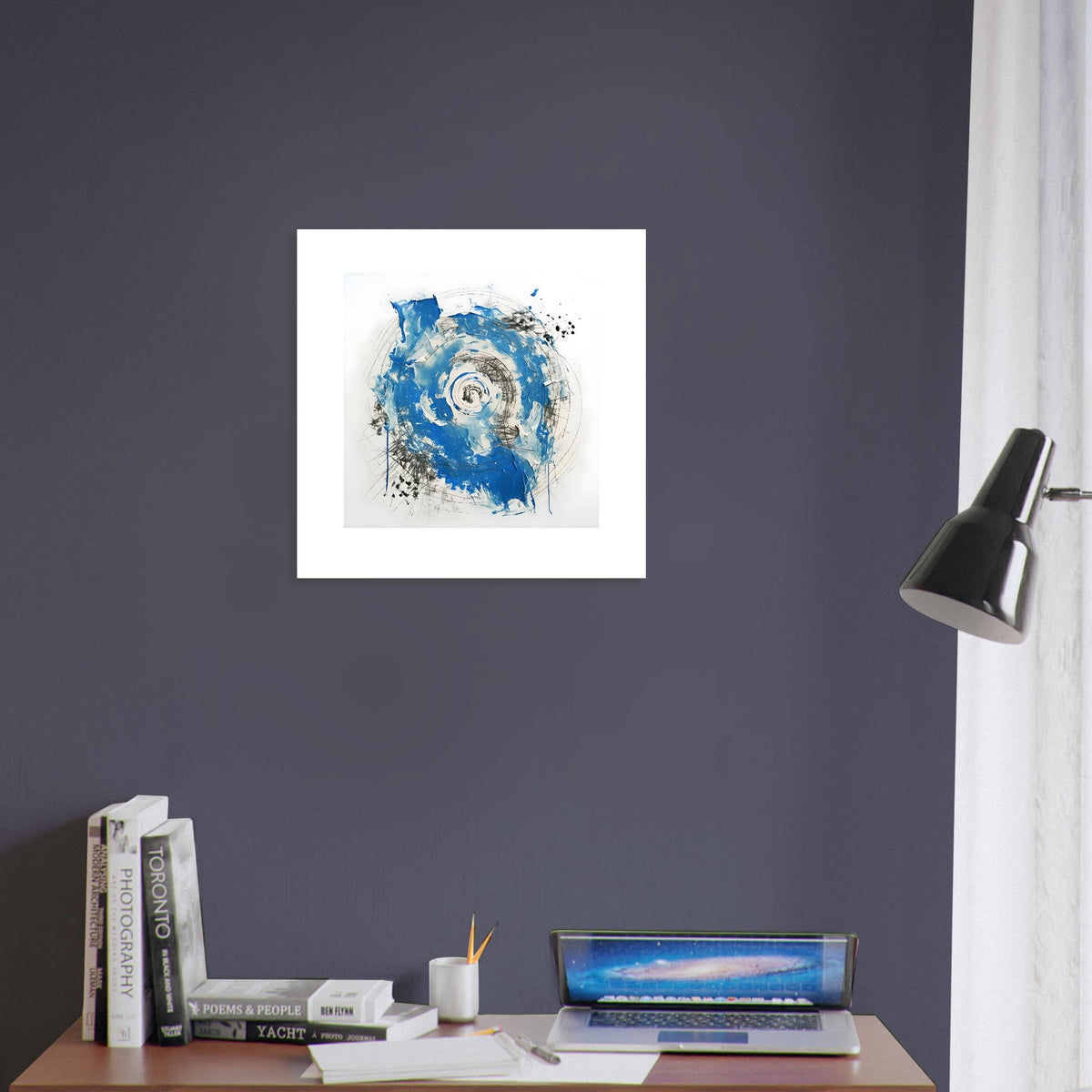 Abstract Blue & White Impasto Art Print