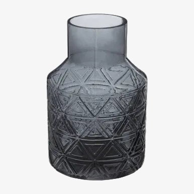 Dakota Dark Grey Glass Vase - MOOAZAA