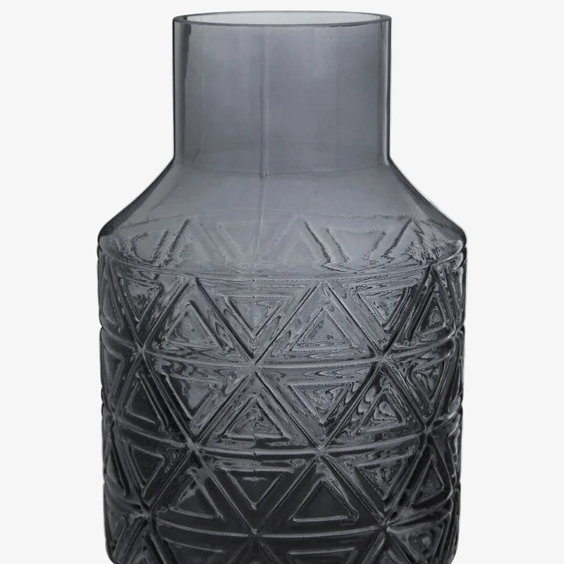Dakota Dark Grey Glass Vase - MOOAZAA