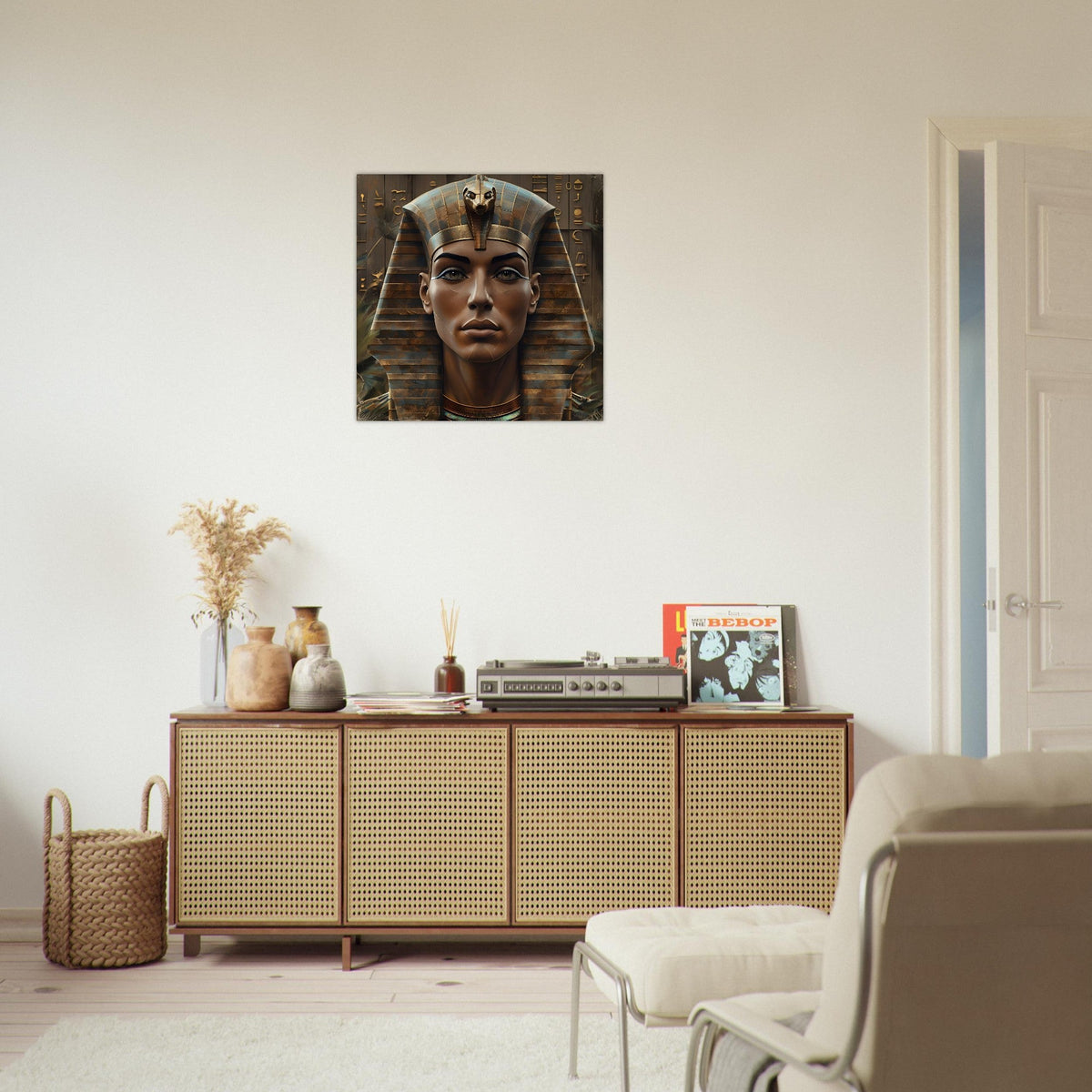 Retro Futurism Pharaoh Wall Art – Modern Egyptian Poster