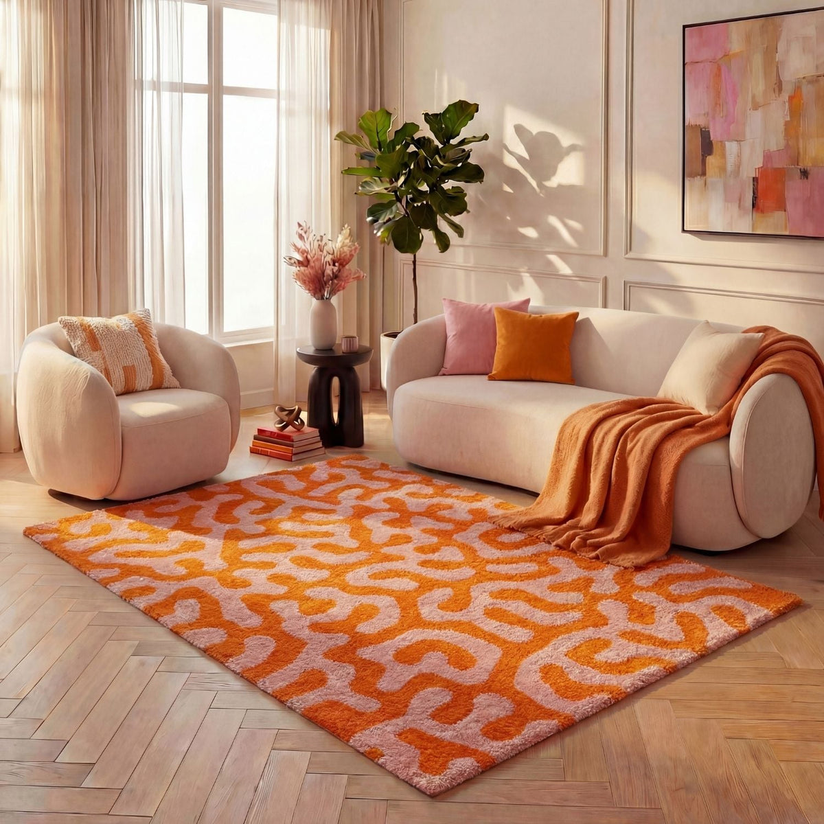Joli Doodle Orange & Pink Rug