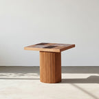 D'Souza Square Side Table, Solid Wood & Marble - MOOAZAA