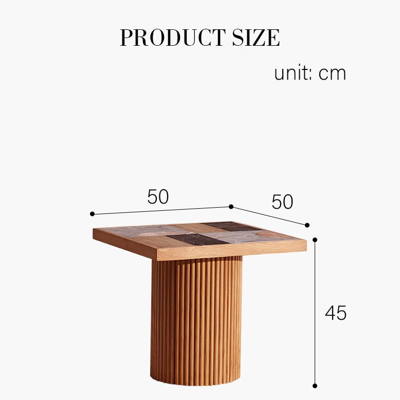 D'Souza Square Side Table, Solid Wood & Marble - MOOAZAA