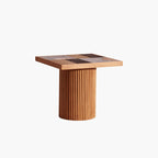 D'Souza Square Side Table, Solid Wood & Marble - MOOAZAA