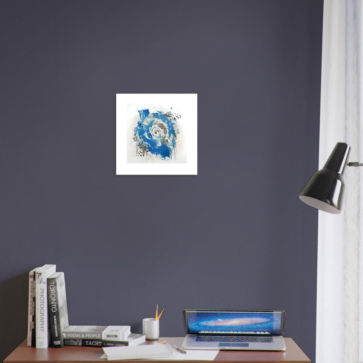 Abstract Blue & White Impasto Art Print