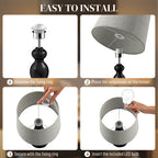 HOMCOM Set of Two Three-Colour Lamps, with USB Ports - Black/Beige