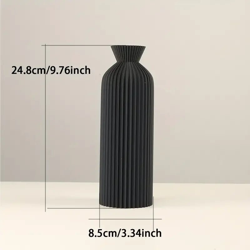 Elegant Black Plastic Vase - Boho Chic Decorative Centrepiece - MOOAZAA