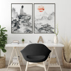 Extra Large Framed Wall Art | Set of 2 Asian Inspired Wall art Prints