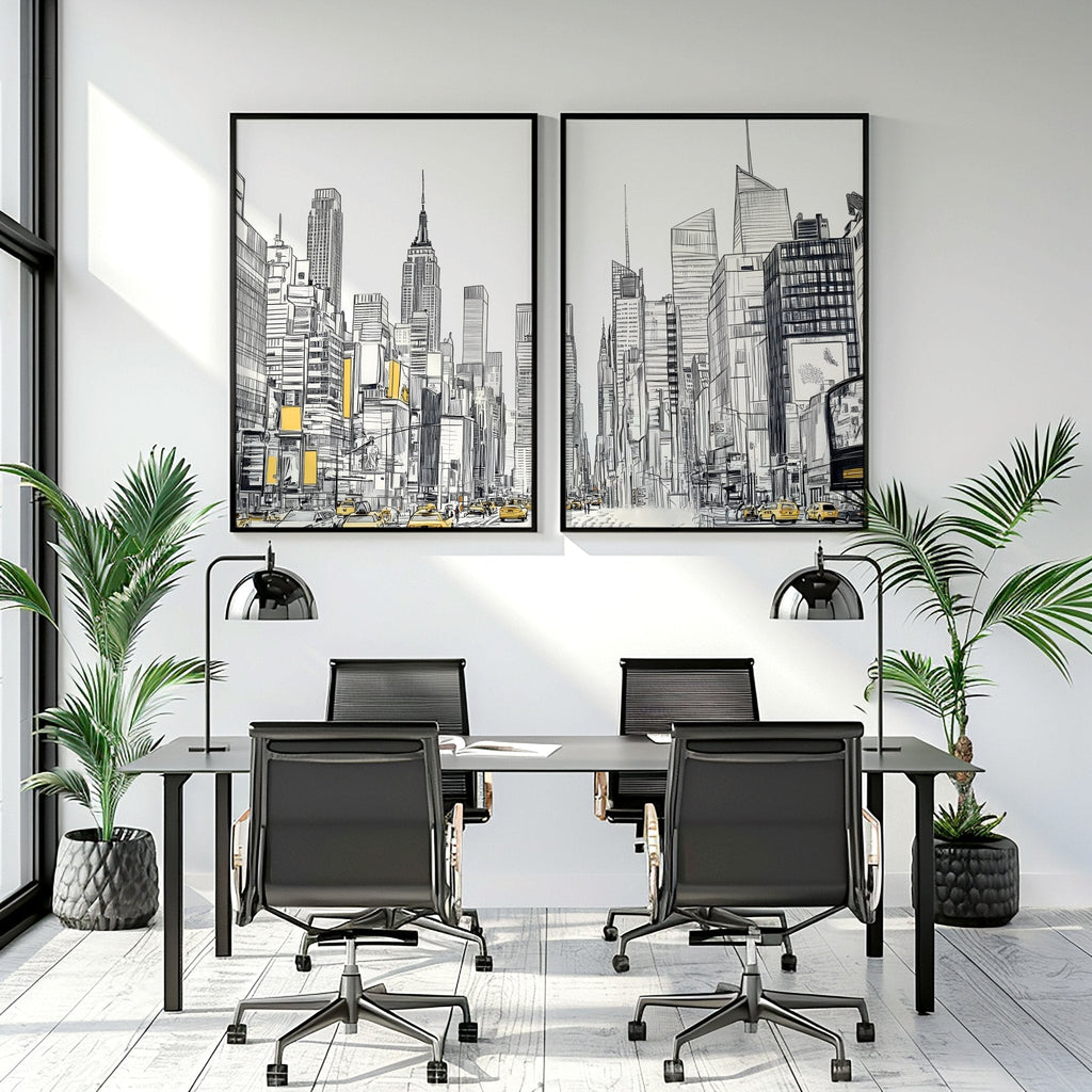 Extra Large Posters For Walls | Set of 2 Urban Skyscrapers Wall art Prints