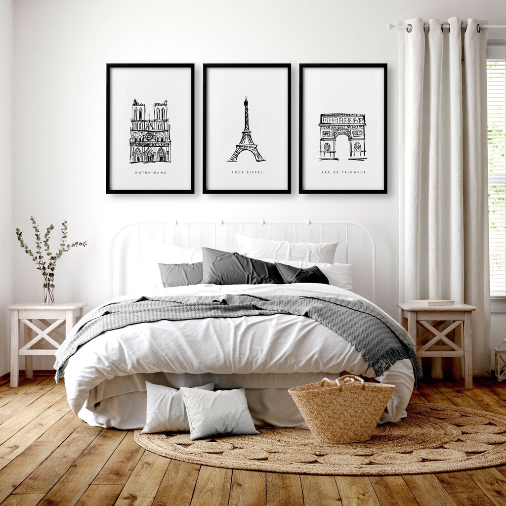 Extra Large Wall Arts | Set of 3 Paris Landmarks Wall art Prints