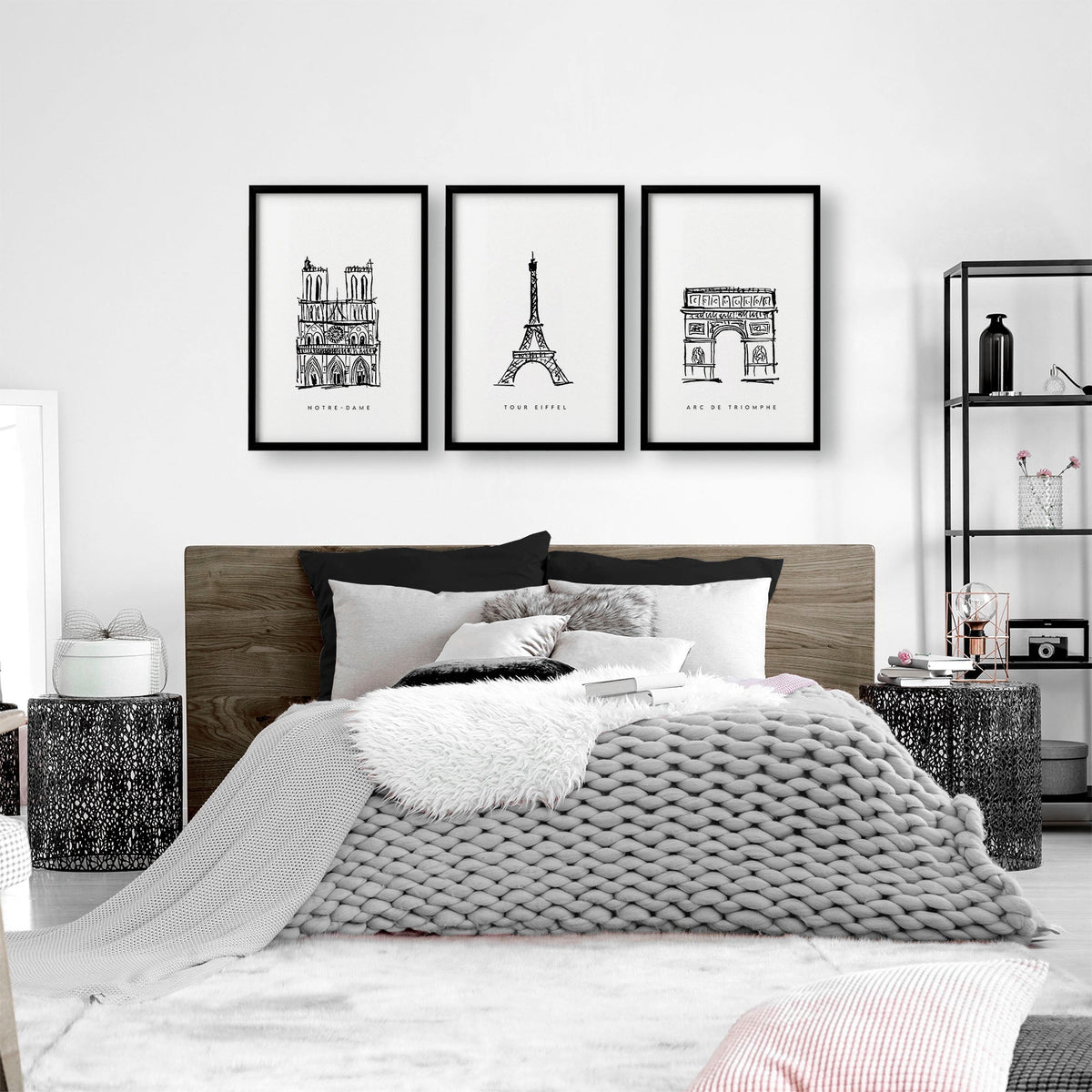 Extra Large Wall Arts | Set of 3 Paris Landmarks Wall art Prints