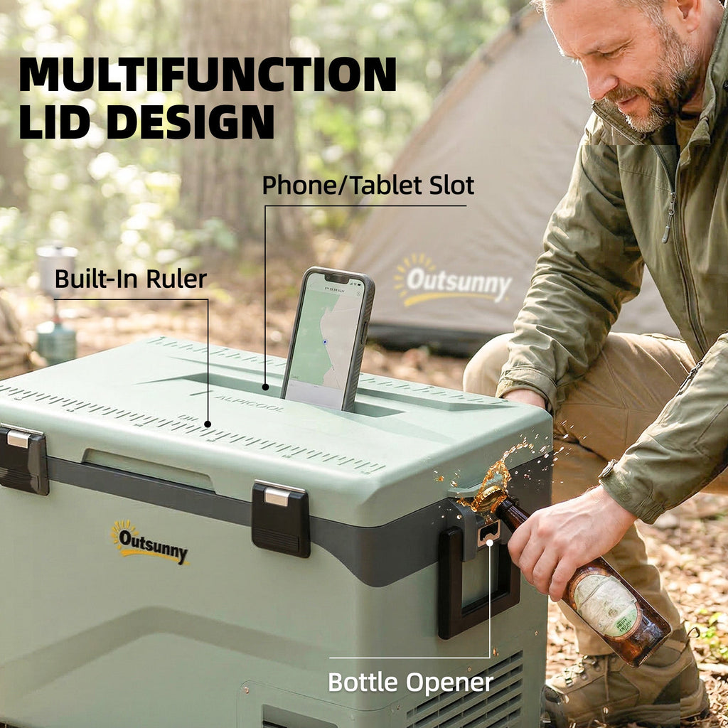 Outsunny 42.5L Compressor Car Fridge Freezer, Camping Refrigerator with App Control, 20℃-20℃