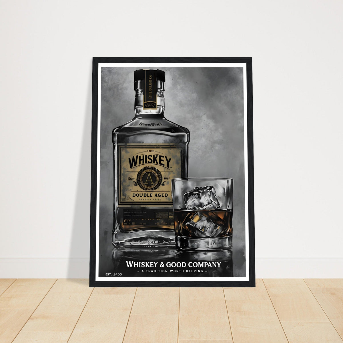 Noir Whiskey Wall Art – Home Bar Framed Print