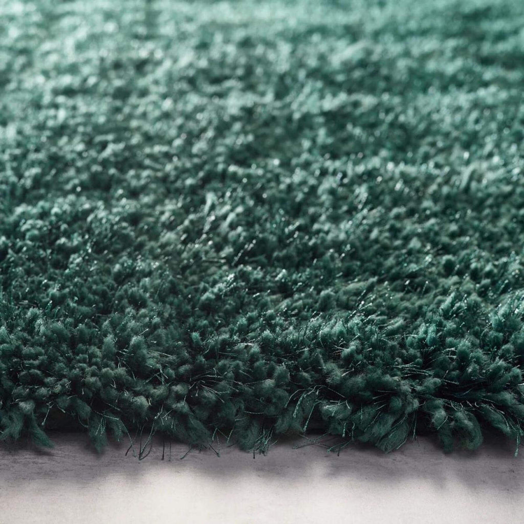 Close-up of a green textured rug