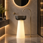Aureon luxury freestanding basin in a contemporary bathroom