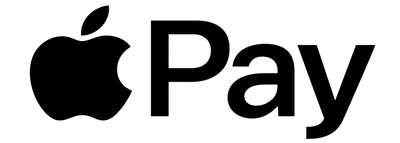 Apple Pay logo in black on a solid white background.