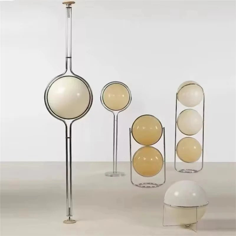 Set of modern spherical lamps on a neutral background