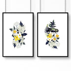 Wall art for bathroom walls | set of 2 Floral wall art prints