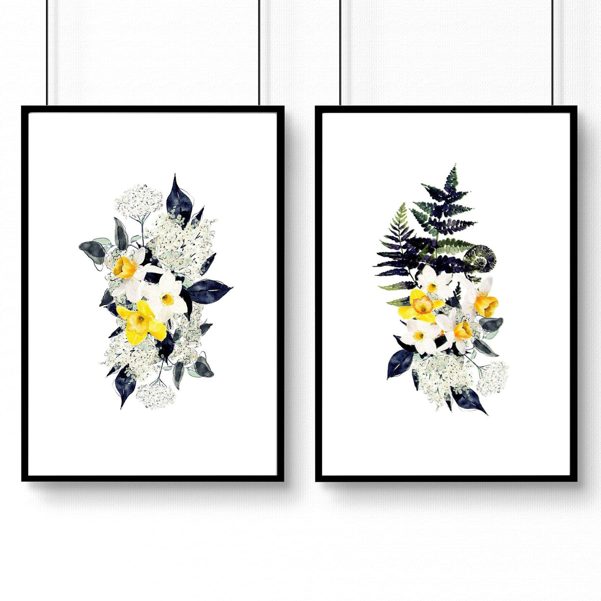 Wall art for bathroom walls | set of 2 Floral wall art prints